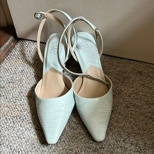 Franco Sarto Turquoise Croc-Embossed Heels